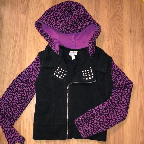 Disney Other - DISNEY D-SIGNED | GILRS COLORBLOCK STUDDED HOODED ANIMAL PRINT ZIP UP JACKET